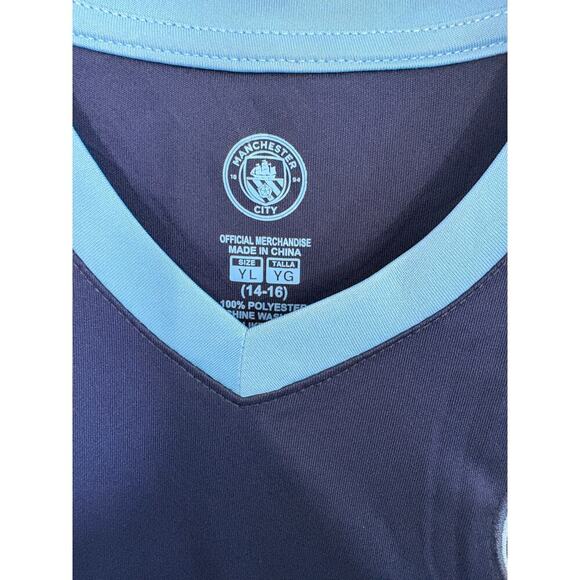 Manchester City FC Boys Training Jersey Navy Blue Youth Large Soccer Football - Picture 6 of 9